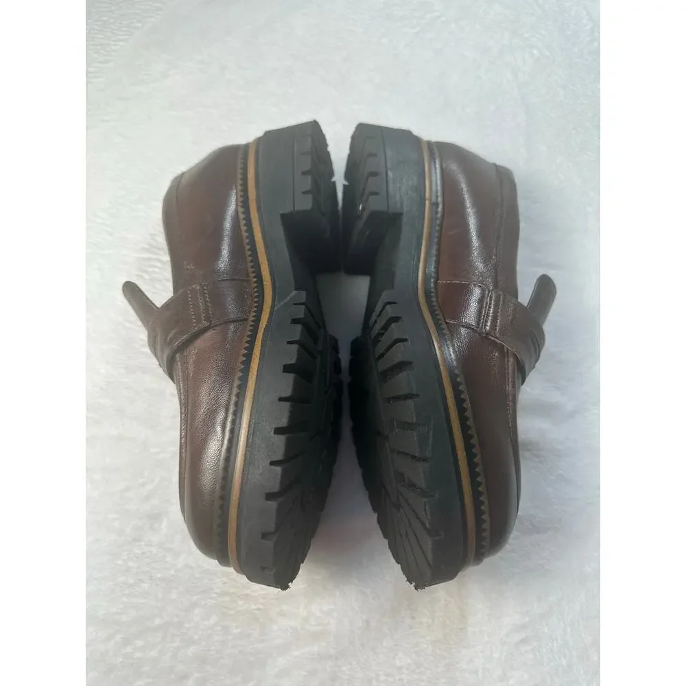 Miz‎ Mooz Damian Women's Brown Platform Leather Loafers Size 40 EUC Academia